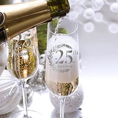 25th Anniversary Champagne Flutes, Wedding 2 Count (Pack of 1) 25th anniversary