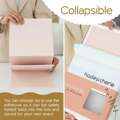Pink Rose Gold Card Box for Party, Large 10″ Gift Card Box Birthday, Bridal & Ba
