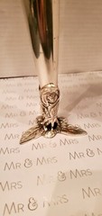 Bridal Bouquet Holder Fluted Rim Nickel Plated with Footed Base Vintage Look