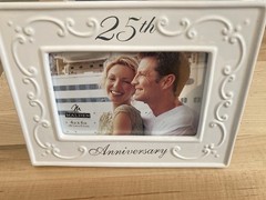 25th Anniversary White Porcelain Photo Frame Bisque Malden New No Box