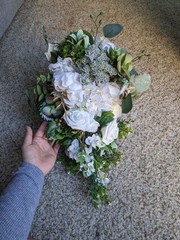 Succulent wedding bouquet cascade