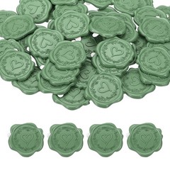 Heart Wax Seal Stickers, 50 Pack Embossed Adhesive Sticker, Olive Green