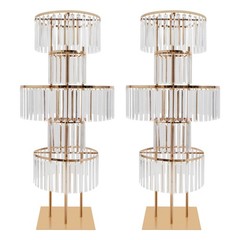 Gold+Clear 2PCS Flower Stand, Crystal Flower Stand, 5-tier Crystal Flower Stand