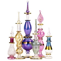 NileCart Egyptian Perfume Bottles 2-5 in Collection Set of 6 Hand Golden