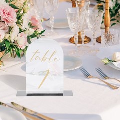 Arch Table Numbers 1-10 6″x4″ Acrylic Sign with Stand Single-Sided Mirror/Gold