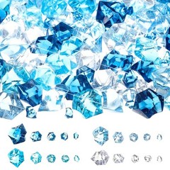 570 Pcs 5 Sizes Blue Fake Crushed Ice Rocks Acrylic Crystal Gems Plastic