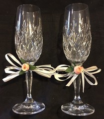 Pair Of Glass Champagne Flutes (2) Used