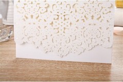 White Laser Cut Printing Personalized Wedding Invitation Card Party Floral Lace