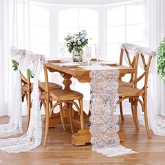 5 Packs Lace Table Runner 14×120 Inch 14″x120″(5pcs Rectangle) Plain White