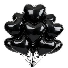 18Pcs Heart Balloons Heart Shaped 18 Inch Foil Balloons for Valentine’s Black