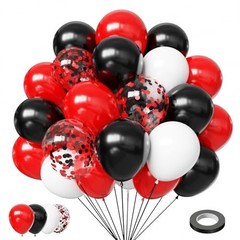 Red and Black Balloons, 50Pcs Red Latex Balloons 12In Black Red Black and White