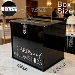 Black Acrylic Card Box Lock Slot Gothic Wedding Reception Money Envelope