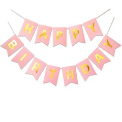 Pink Happy Birthday Banner Party Signs Golden Sparkle Funny Bunting Supplies …