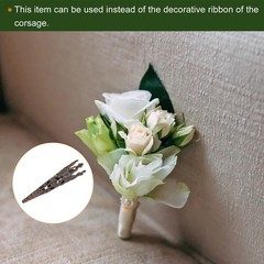 Corsage Decorative Holder, Alloy Lapel Pin Brooch Vase 42mm Bronze Tone 4pcs