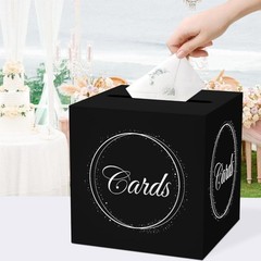 Black Silver Gift Card Box with Gold Foil Design for Graduations Birthdays