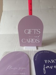 Set Of 3 Acrylic Wedding Signs with stands Favors Gifts/Cards Guest Book
