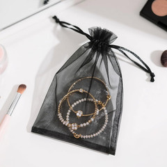 25PCS Black Organza Bags 5×7 inches – Sheer Mesh Jewelry Pouches, Organza Gift B