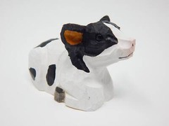 Bull Cow Farm Cake Topper Bride Groom Love Wedding Engagement Carved Wood Statue