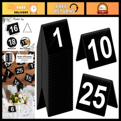 Acrylic Table Numbers 1-25 Double-Sided Tents for Weddings, Parties & Events