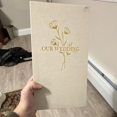Our Wedding Slip-In Photo Album Post Bound Ivory Gold Fabric 8x10in.