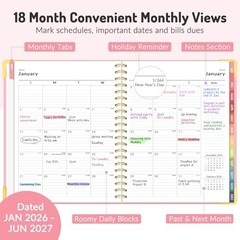 Planner 2026-2027, 18 Month Weekly and Monthly Calendar 8.5″ x 11″ Pink