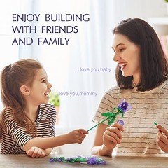 Rose Flower Bouquet Building Set with Lights – DIY Artificial Plant Gift for Wom