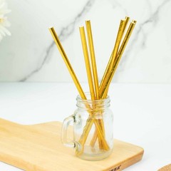 Gold 50 Metallic 8″ Disposable Food Grade Drinking Paper Straws Party Events