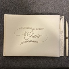 White Guest Book & Pen – Silver Script Wedding By CR Gibson READ