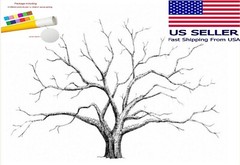 Large 23.6″ Canvas Fingerprint Tree Painting Wedding Party Guest Book w/ Ink Pad