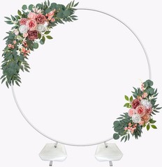 7 Ft Round Wedding Arch for Ceremony Metal Balloon Arch Stand with Two Water …