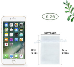HRX Package 100Pcs Mini Organza Jewelry Bags 2X3 Inch, Little White Mesh Drawstr