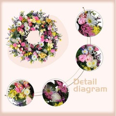 idyllic 22 Inch Spring Summer Wild Flower Front Door Wreath, Everyday Greener…