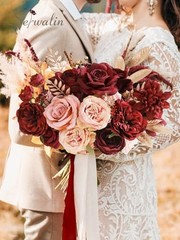 Artificial Flowers Burgundy Pink Fake Flowers for 1 Box Classic Burgundy Pink