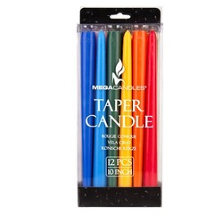 Mega Candles 12 pcs Unscented Supreme Assorted Colors 10 in Taper,