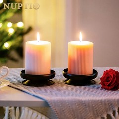 Set of 2 Black Iron Pillar Candle Holders Spike Holder 2 Pcs,