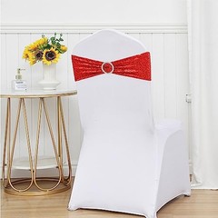 Double-Sided Sequins Chair Sashes for Wedding Decor Sequin Chair Bands 50 Red