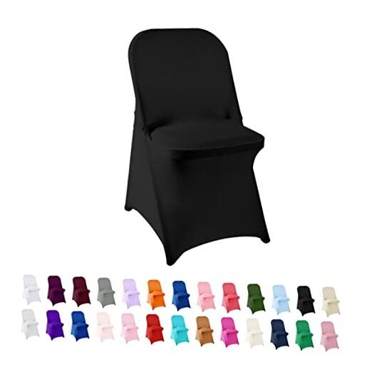 Spandex Chair Cover,12PCS,Chair Covers,Living Room Folding Chair 12Pack Black