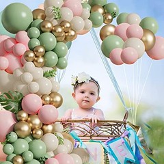 Sage Green Pink Balloons Garland Kit,133pcs Olive Green Blush Pink Sage Pink