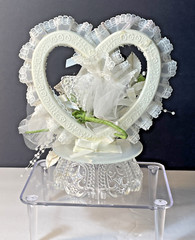 BLACK Hair Caucasan Bride & Groom Porcelain Wedding Cake Topper 60’s Vintage