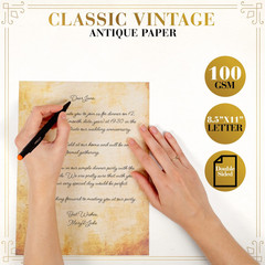 96 Parchment Stationary Paper Sheets – Old Fashion 8.5-x-11-Inch, antique