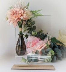 Half Arched Acrylic Sign Board with Wood Stand | Wedding Welcome Table Decor