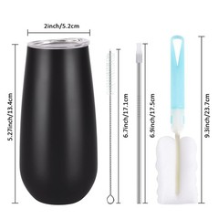 12 Pack Stemless Insulated Flute Glasses, 6 Oz Unbreakable Champagne Tumblers…