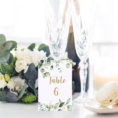 26 Pieces Wedding Table Numbers Cards 1-25 with Head Table Numbers Greenery E…