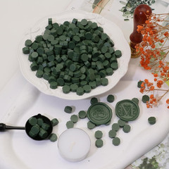300Pcs Wax Seal Beads Set with Non-Slip Melt Spoon and Candles, Olive Green Seal