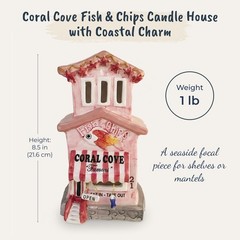 Blue Sky Clayworks Coral Cove Fish Chips Candle House Ceramic 5 L X 4 W X 9 H