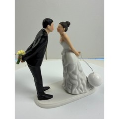 Weddingstar Ball and Chain Funny Wedding Cake Topper Porcelain Figurine Rare