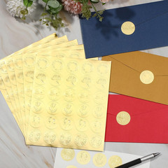 Gersoniel 540 Pcs Wedding Gold Wax Seals Stickers Embossed Envelope Gold Foil Se