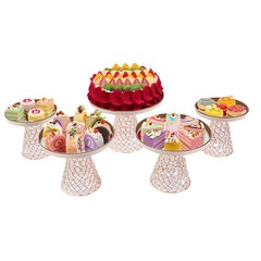 5-piece Crystal Cake Stand-french Gold Cake Stand For Wedding & Ceremony Bakery