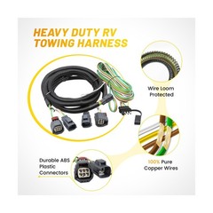 Oyviny 58903 Custom 4 Pin RV Dinghy Towing Wiring Harness Kit for 2007-2018 J…