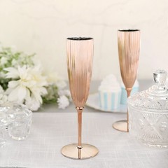 6 pcs Blush Premium Metallic Plastic 5 oz Champagne Flutes Party Disposable